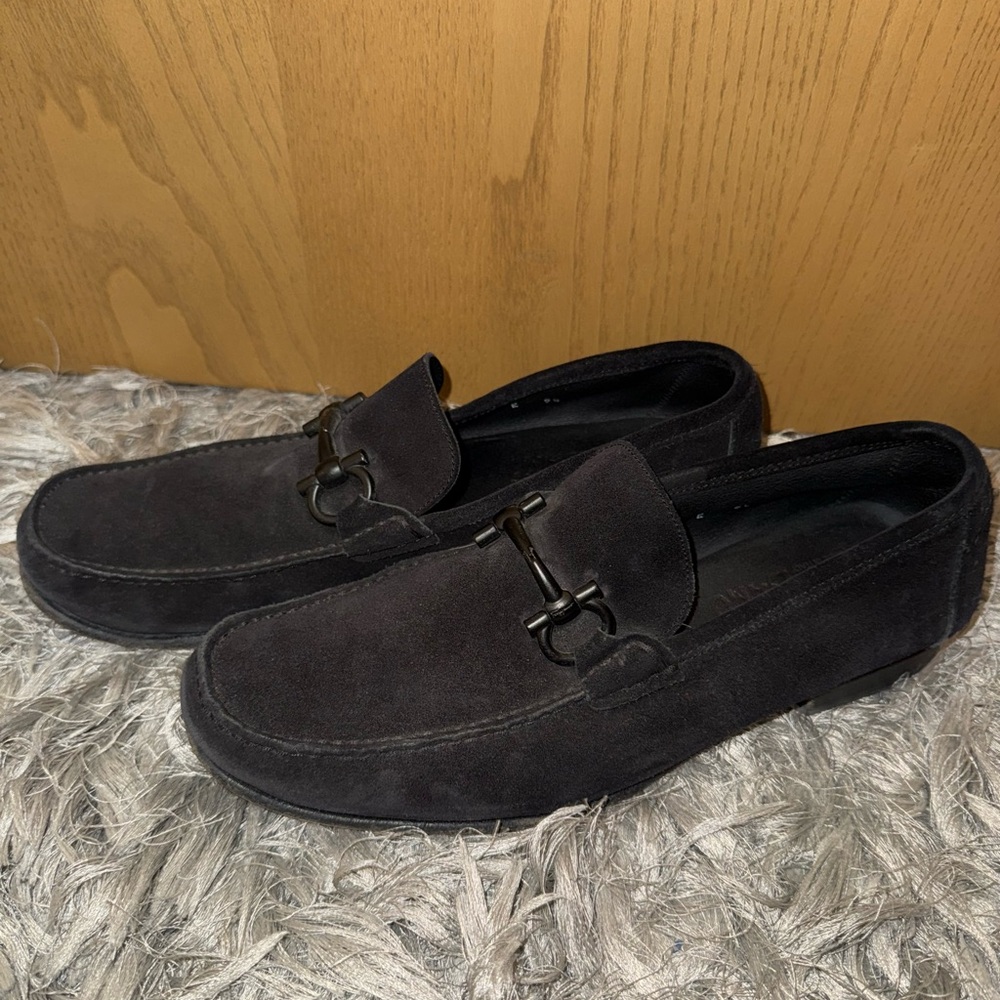 Men's Ferragamo Black Suede Loafers